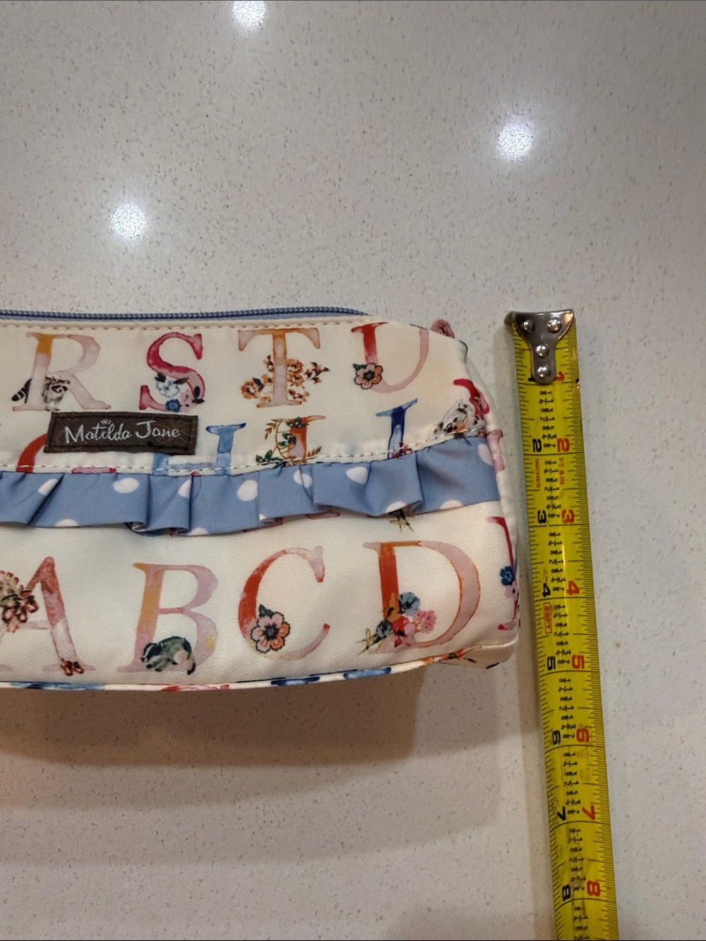 Matilda Jane Alphabet Pencil or  Cosmetic Pouch with Light Blue Ruffle NWT - Picture 11 of 12